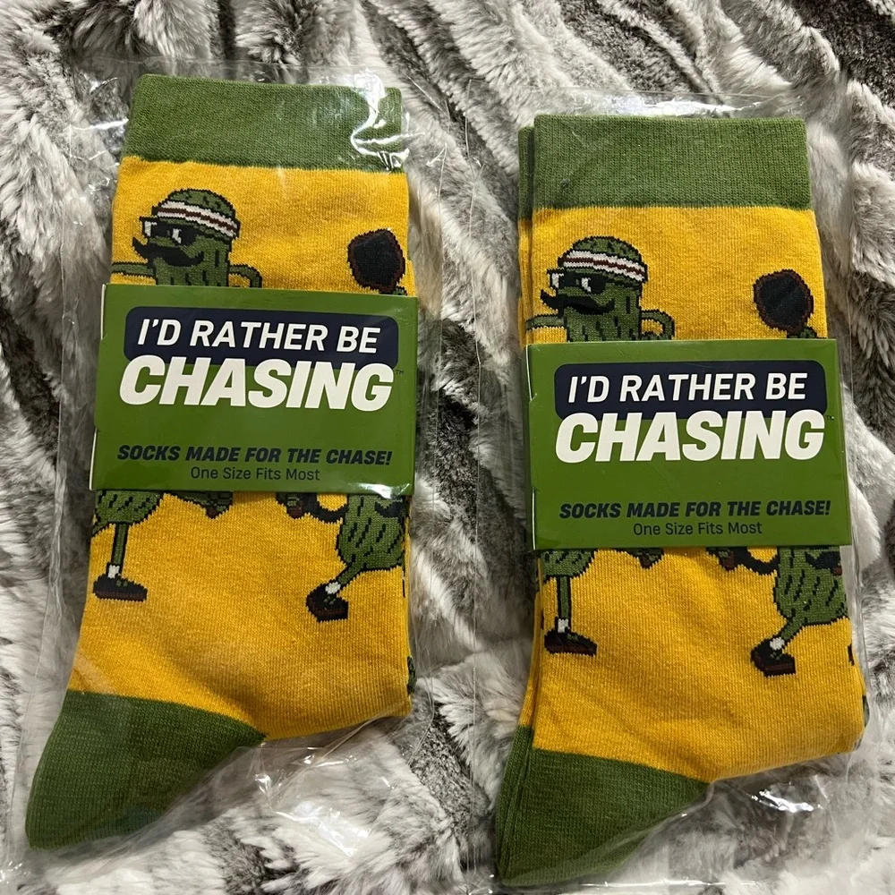 Pickle Sports Themed Men's Socks - Yellow and Green - Picture 2 of 2